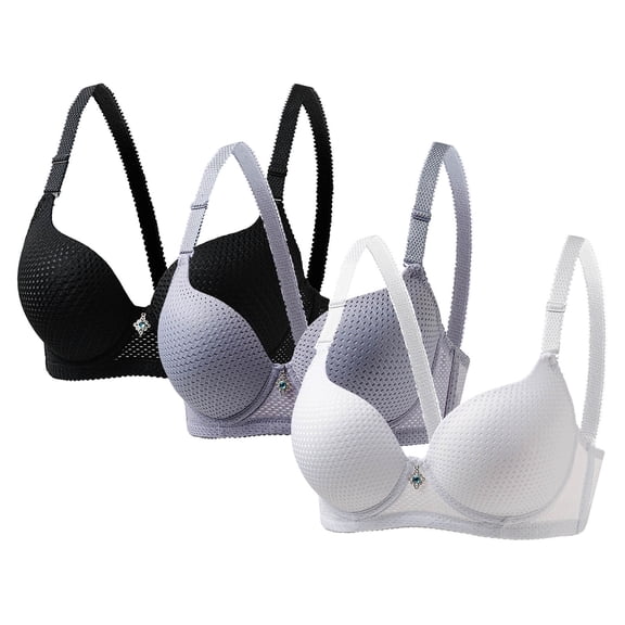 Perfectbot 3 Pack Bras for Women, Seamless Underwire Comfortable Sleep & Everyday Bra with Adjustable Straps