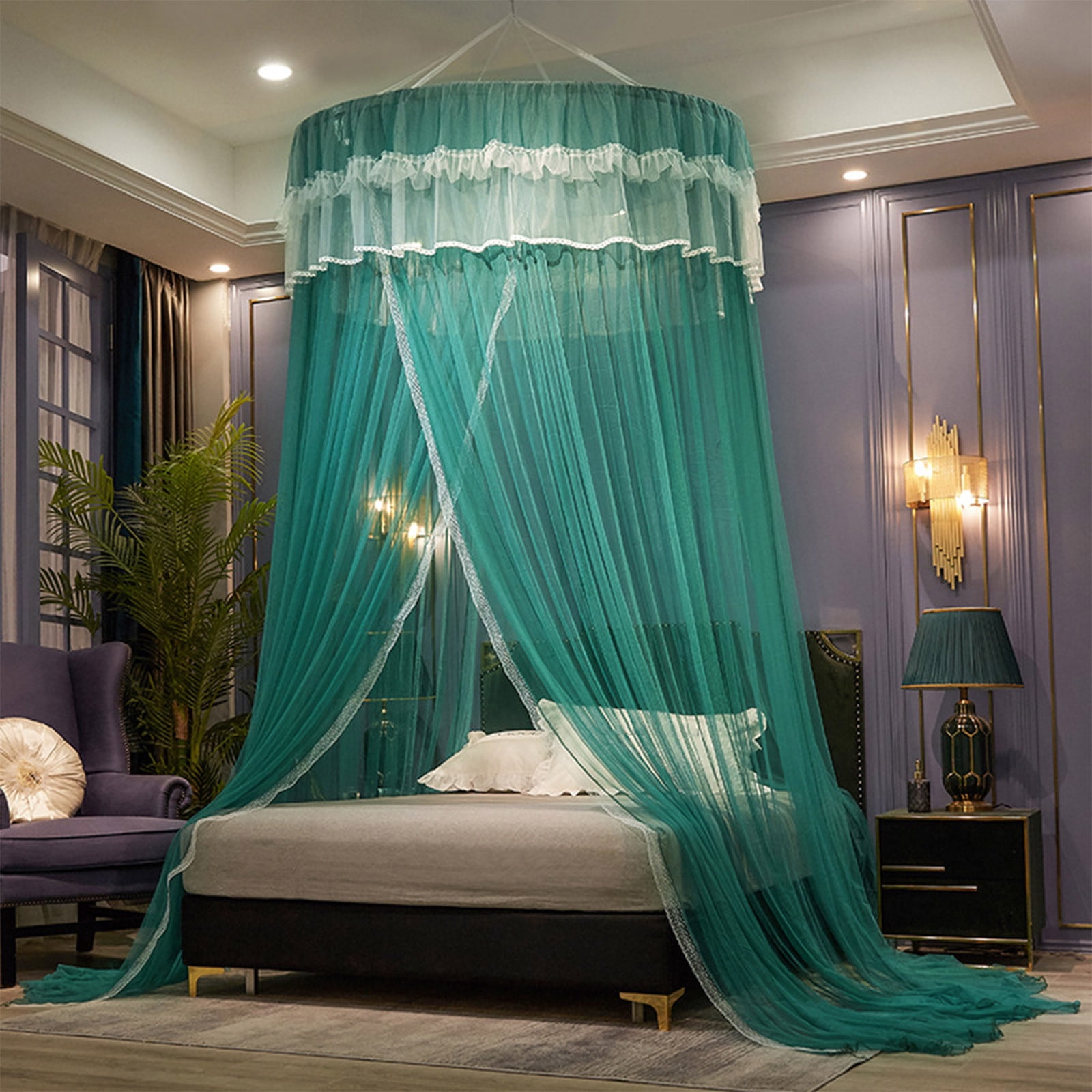 Perfectbot Bed Canopy Mosquito Net Sheer Voile Curtain for Bedroom ...