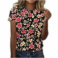 thumbnail image 1 of Perfectbot Blouses for Womens Crew Neck Relaxed Short Sleeve Casual Summer Print T-Shirts ,S-5XL, 1 of 5