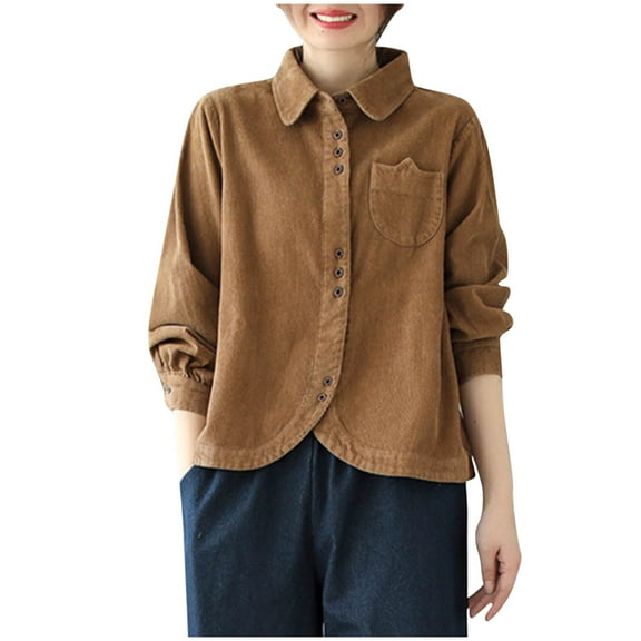 Perfectbot Button Down Tops For Women Long Sleeves Collared Ribbed Knit Blouse Fashion Fall Outfits Shirts