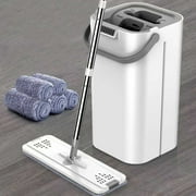 Perfectbot Flat Mop and Bucket with Wringer Set, Hands Free Microfiber Mop