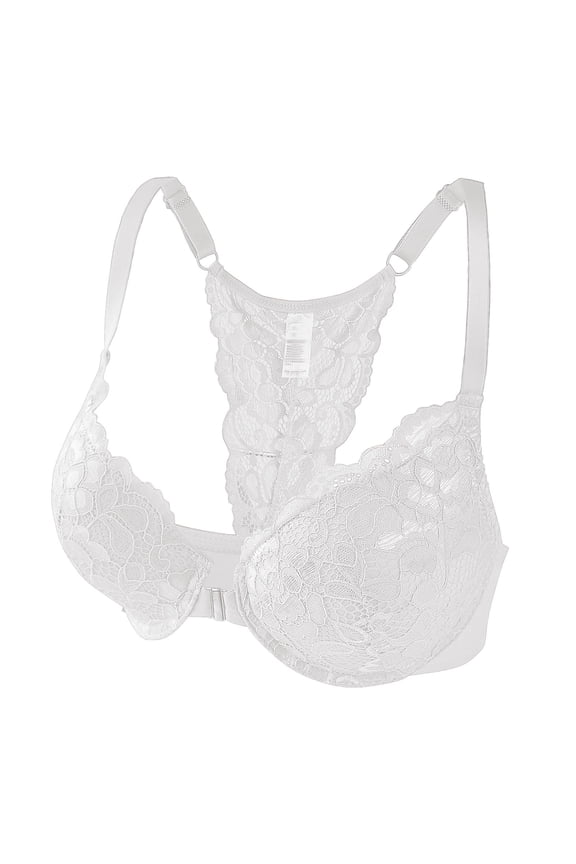 Front Closure Bras for Women, Lace Full Coverage Racerback Bralette Sleep & Everyday Bra