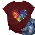 thumbnail image 1 of Perfectbot Graphic Tee for Women - Cute Colorful Butterfly & Heart Print Short Sleeve T-Shirt, 1 of 4