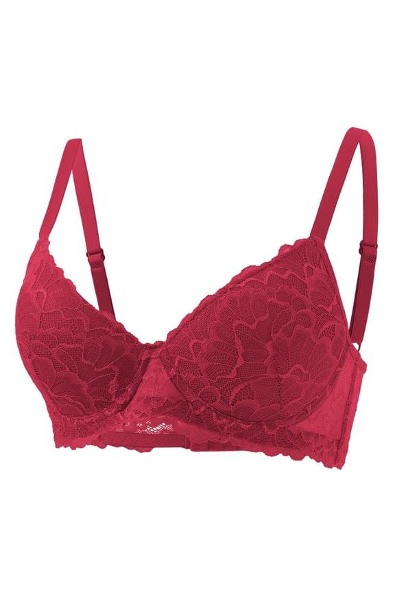 Lace Bras for Women, Sexy Push Up Floral Embroidery Bra, Adjustable Back Buckle & Everyday Comfort