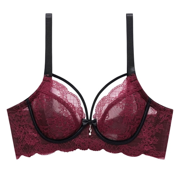 Perfectbot Lace Sheer Bras for Women, Sexy Push Up Breathable Balconette Demi Unlined Wireless Bra