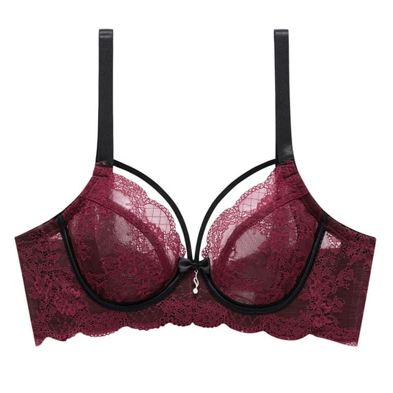 Perfectbot Lace Sheer Bras for Women, Sexy Push Up Breathable Balconette Demi Unlined Wireless Bra