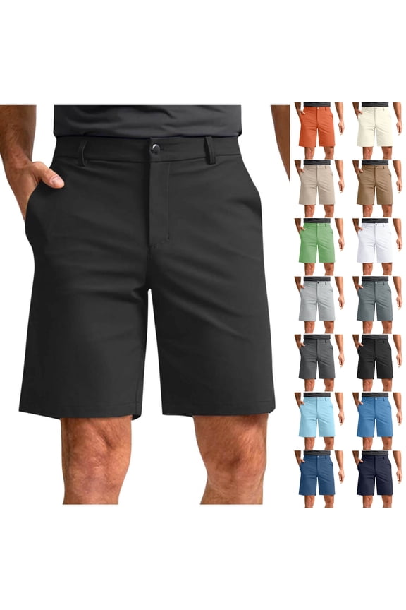 Men's Flat Front Golf Shorts, Business Casual & Dailys Shorts with Button Closure & Belt Loops