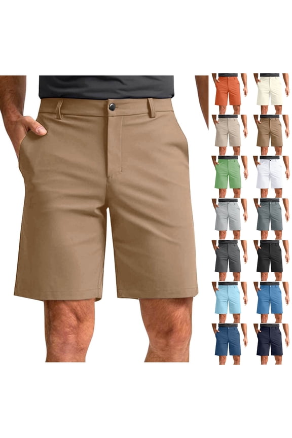 Men's Flat Front Golf Shorts, Business Casual & Dailys Shorts with Button Closure & Belt Loops