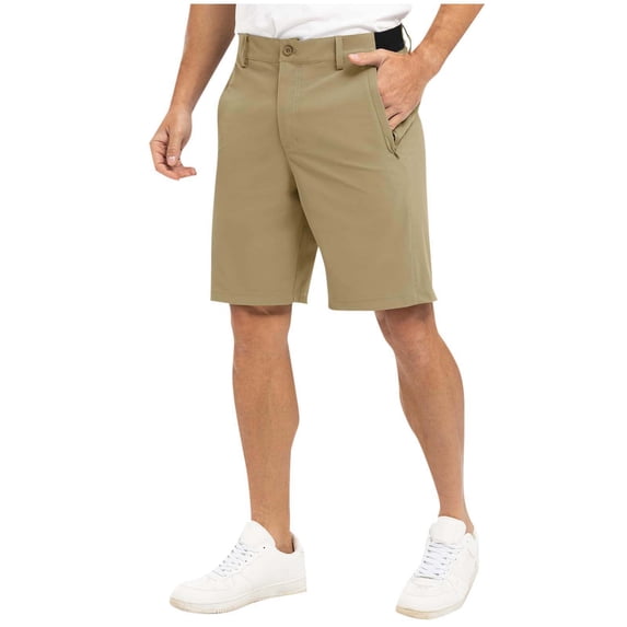 Rvwovn Men's Flat Front Blend Dress Shorts Lightweight Quick Dry Golf Casual Shorts with Pockets