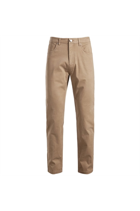 Men's Twill 4-Pocket Pants, Straight Fit Casual & Work Trousers with Button Fly Closure & Belt Loop