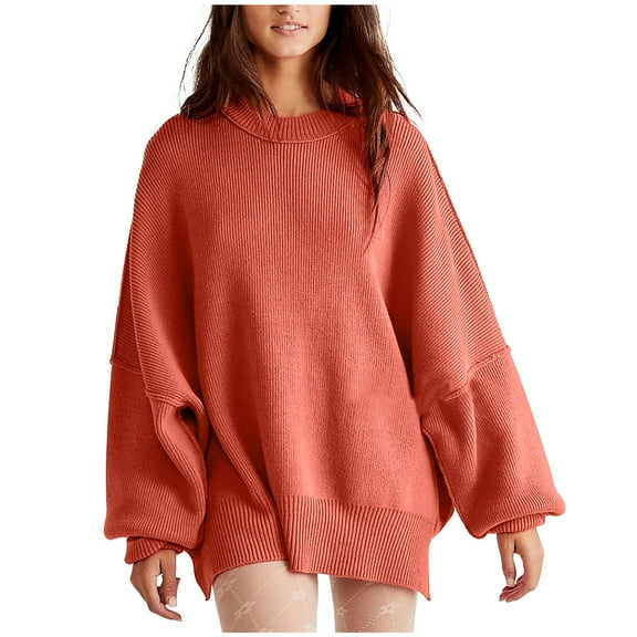 Perfectbot Oversized Sweaters for Women Mock Neck Batwing Long Sleeves Tops Slouchy Fall Casual Knit Shirts