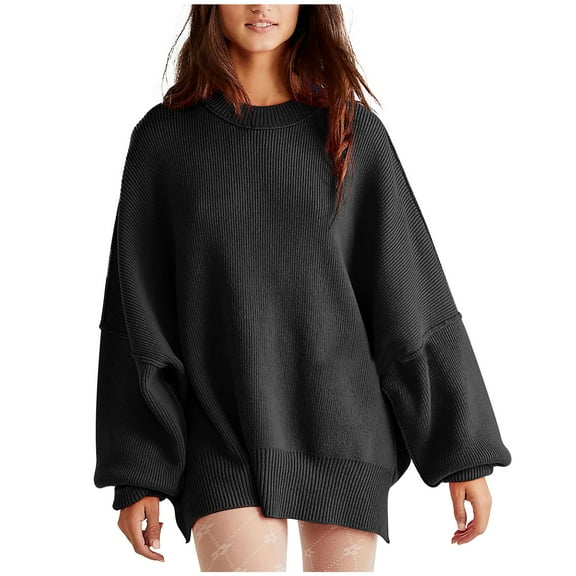 Perfectbot Oversized Sweaters for Women Mock Neck Batwing Long Sleeves Tops Slouchy Fall Casual Knit Shirts
