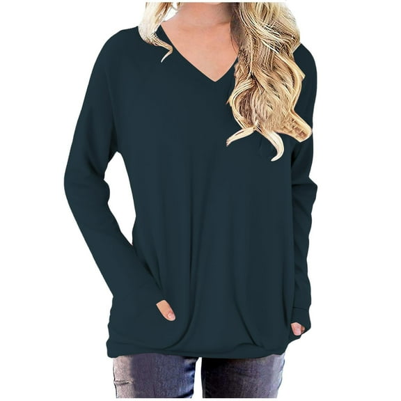 Perfectbot Oversized Sweatshirts for Women V Neck Soft Comfy Loose Tops Fall Long Sleeve Tunic Blouse