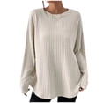 thumbnail image 1 of Perfectbot Oversized Tops for Women Long Sleeves Ribbed Crewneck Shirts Tunic Fall Fahion Blouse, 1 of 8