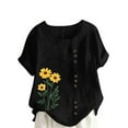 thumbnail image 1 of Perfectbot Shirts for Women Loose Plus Summer Short Sleeve Crew Neck Floral Print Tees Tops ,S-5XL, 1 of 4