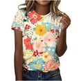 thumbnail image 1 of Perfectbot Shirts for Women Relaxed Summer Vintage Crew Neck Short Sleeve Floral Print Tees ,S-5XL, 1 of 5