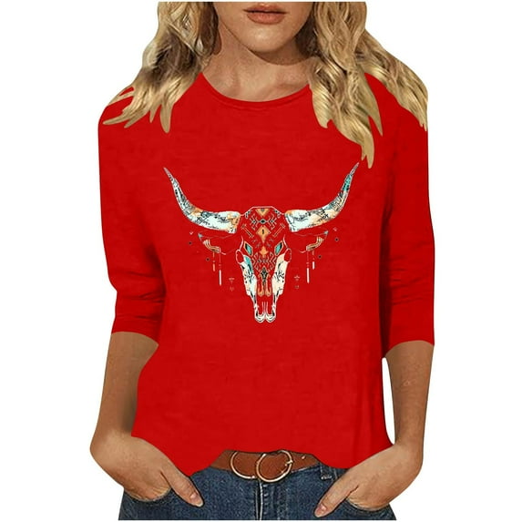 Perfectbot Shirts for Women Trendy Summer Loose Fit Vintage Cowgirl Shirts Casual Tunic Tops Western Graphic Tees