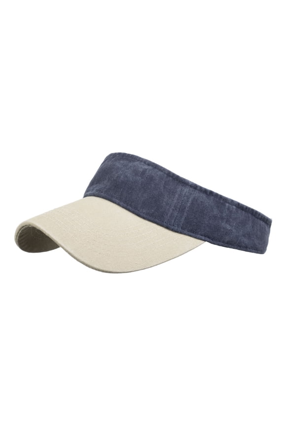 Unisex Light Washed Color Block Visor Hat, Adjustable Empty-Top Sun Shield for Outdoor & Sports