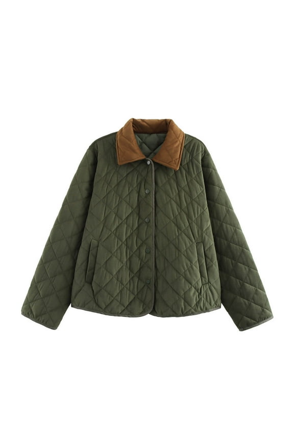 Winter Jackets for Women Quilted Cotton Collar Coats Comfy Lightweight Warm Outerwear