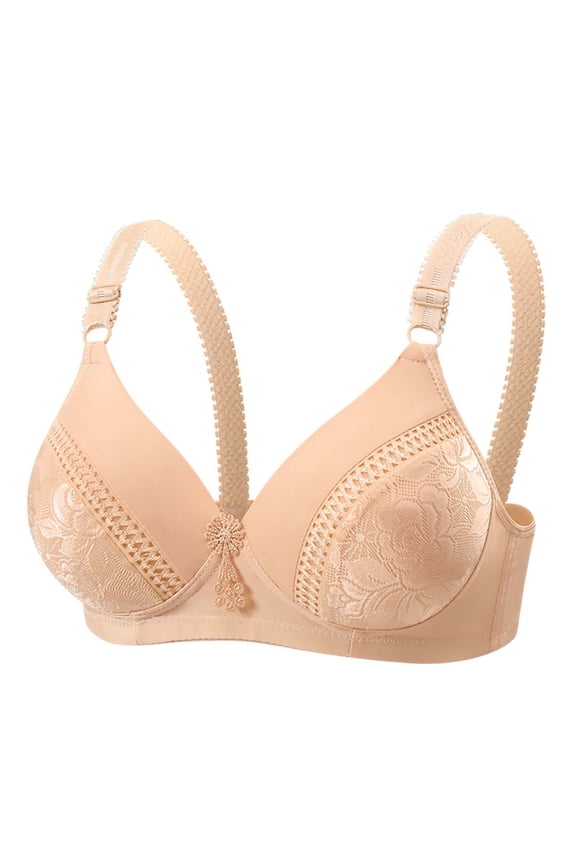 Wireless Bras for Women, Full Coverage Bra, Supportive Bralette with Floral Lace