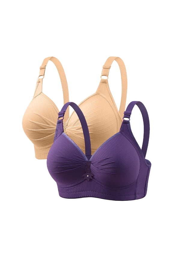 Wireless Push Up Bras for Women 2-Pack, Full Coverage Seamless Support Bralette (S-6XL)