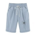 thumbnail image 1 of Perfectbot Women Casual Shorts Drawstring Comfy Summer Pull On Elastic Waist Shorts with Pockets, 1 of 3