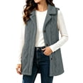 thumbnail image 1 of Perfectbot Women Fleece Sherpa Vest, Lapel Collar Button Down Fall Winter Thermal Waistcoat Layering Outerwear, 1 of 7