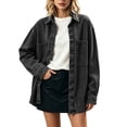 thumbnail image 1 of Perfectbot Women Oversized Long Sleeve Denim Shirt Jacket, Button Down Collared Loose Fit Mid-Length Jean Shacket, 1 of 8