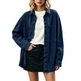 thumbnail image 1 of Perfectbot Women Oversized Long Sleeve Denim Shirt Jacket, Button Down Collared Loose Fit Mid-Length Jean Shacket, 1 of 8