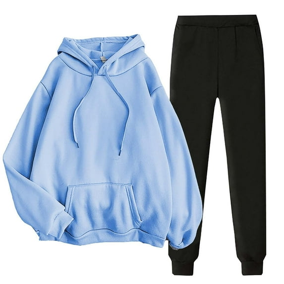 Perfectbot Women's 2-Piece Workout Set, Oversized Pullover Hoodie & Elastic Waist Jogger Pants