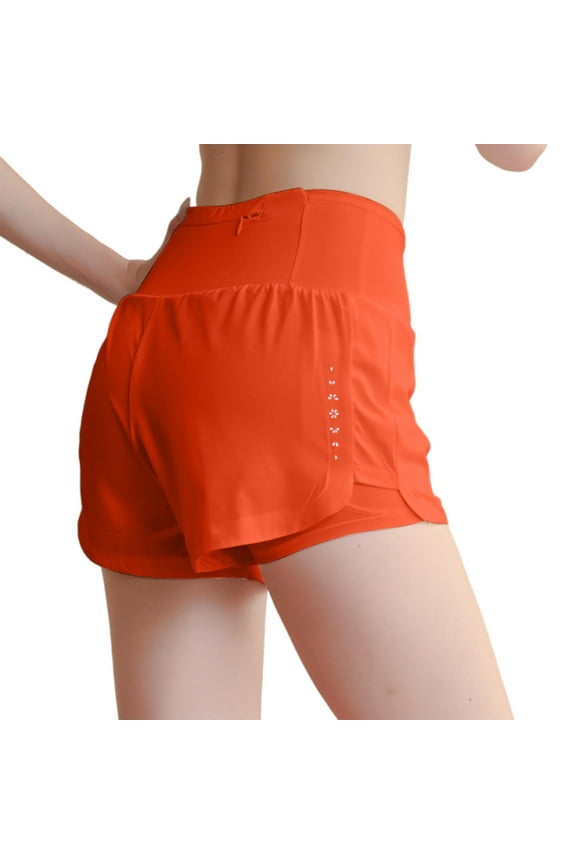 Women's Athletic Running Shorts, Double Layers Quick-Dry Shorts for Gym, Yoga and Beach