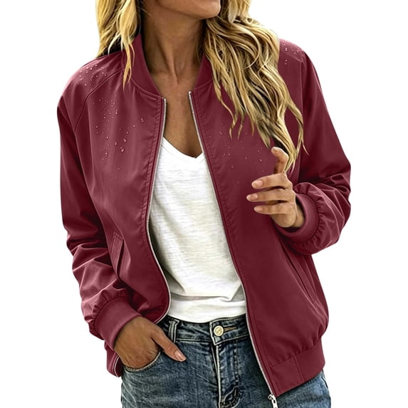 Perfectbot Women's Bomber Jacket, Waterproof Windproof Lightweight Full Zip Casual Fall Outwear