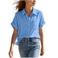 thumbnail image 1 of Perfectbot Women's Button Down Shirt with Pocket – Summer Breathable Short Sleeve Casual Blouse, 1 of 7
