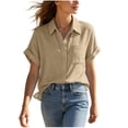 thumbnail image 1 of Perfectbot Women's Button Down Shirt with Pocket – Summer Breathable Short Sleeve Casual Blouse, 1 of 7