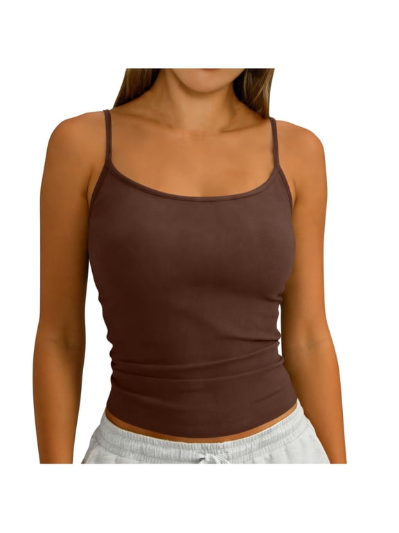 Women's Camisole, Adjustable Spaghetti Strap Tank Top, Scoop Neck Low Back, Basic Slim Fit