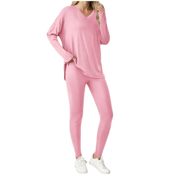 Perfectbot Women's Casual 2-Piece Set, Oversized Long Sleeve Top & Leggings, Travel Vacation Outfit