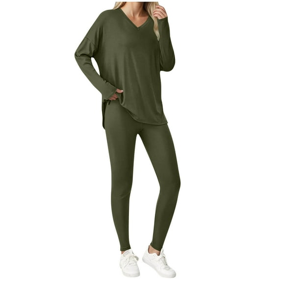 Perfectbot Women's Casual 2-Piece Set, Oversized Long Sleeve Top & Leggings, Travel Vacation Outfit