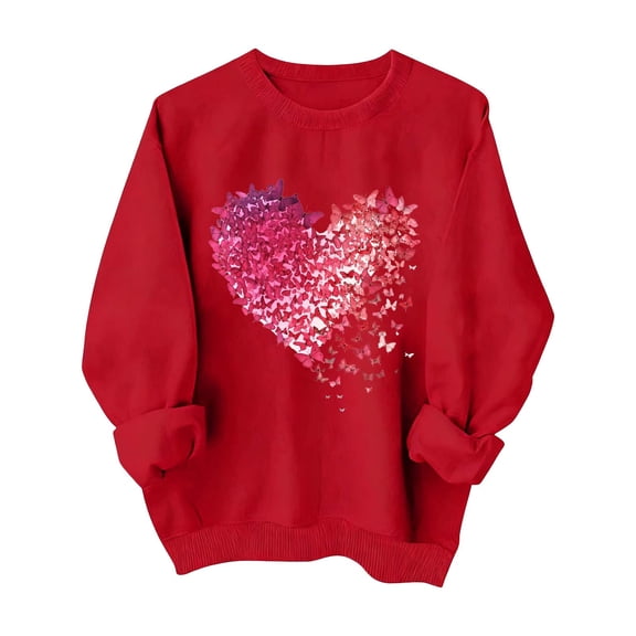 Perfectbot Women's Casual Valentine's Day Sweater, Love Heart Pattern Pullover, Dressy Long Sleeve Knit Top