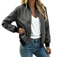 thumbnail image 1 of Perfectbot Women's Classic Bomber Jacket, Zip Up Lightweight Windbreaker with Ribbed Collar Cuffs Hem, 1 of 7