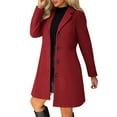 thumbnail image 1 of Perfectbot Women's Classic Notched Lapel Pea Coat, Wool Blend Single Breasted Long Trench Coat, S-5XL, 1 of 8