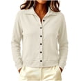 thumbnail image 1 of Perfectbot Women's Collared Button-Down Cardigan Long Sleeve Knit Jacket Top with Ribbed Trim, 1 of 5