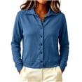 thumbnail image 1 of Perfectbot Women's Collared Button-Down Cardigan Long Sleeve Knit Jacket Top with Ribbed Trim, 1 of 5
