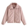 thumbnail image 1 of Perfectbot Women's Corduroy Bomber Jacket - Zip Up Collar Crop Coat with Pockets, Winter Warm Clothes, 1 of 3