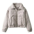 thumbnail image 1 of Perfectbot Women's Corduroy Bomber Jacket - Zip Up Collar Crop Coat with Pockets, Winter Warm Clothes, 1 of 3
