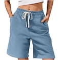 thumbnail image 1 of Perfectbot Women's Cotton Bermuda Shorts, Knee Length Elastic Waist Shorts for Spring Summer, Sizes S-5XL, 1 of 6
