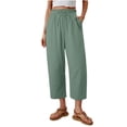 thumbnail image 1 of Perfectbot Women's Cotton Linen Blend Cropped Pants - Drawstring High Waisted Relaxed Fit Straight Leg, 1 of 6