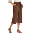thumbnail image 1 of Perfectbot Women's Cotton Linen Capri Pants - High Waisted Elastic Drawstring Summer Capris with Pockets, 1 of 8