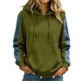 thumbnail image 1 of Perfectbot Women's Drawstring Hoodie, Relaxed Patchwork Sleeve Pullover Sweatshirt with Kangaroo Pocket, 1 of 7