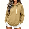 thumbnail image 1 of Perfectbot Women's Drop Shoulder Drawstring Hoodie, Long Sleeve Kangaroo Pocket Sweatshirt Fall Wear, 1 of 8