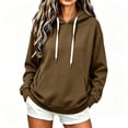 thumbnail image 1 of Perfectbot Women's Drop Shoulder Drawstring Hoodie, Long Sleeve Kangaroo Pocket Sweatshirt Fall Wear, 1 of 8